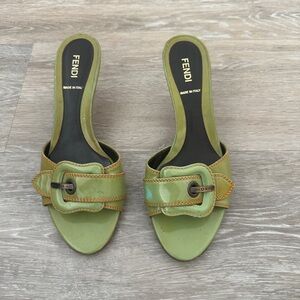 Vintage Fendi Mint Green Heeled Sandal size 37.5
